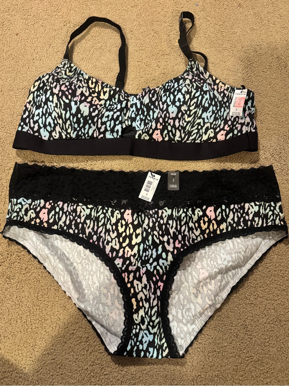 Torrid size 2 bralette and undies set new with tags